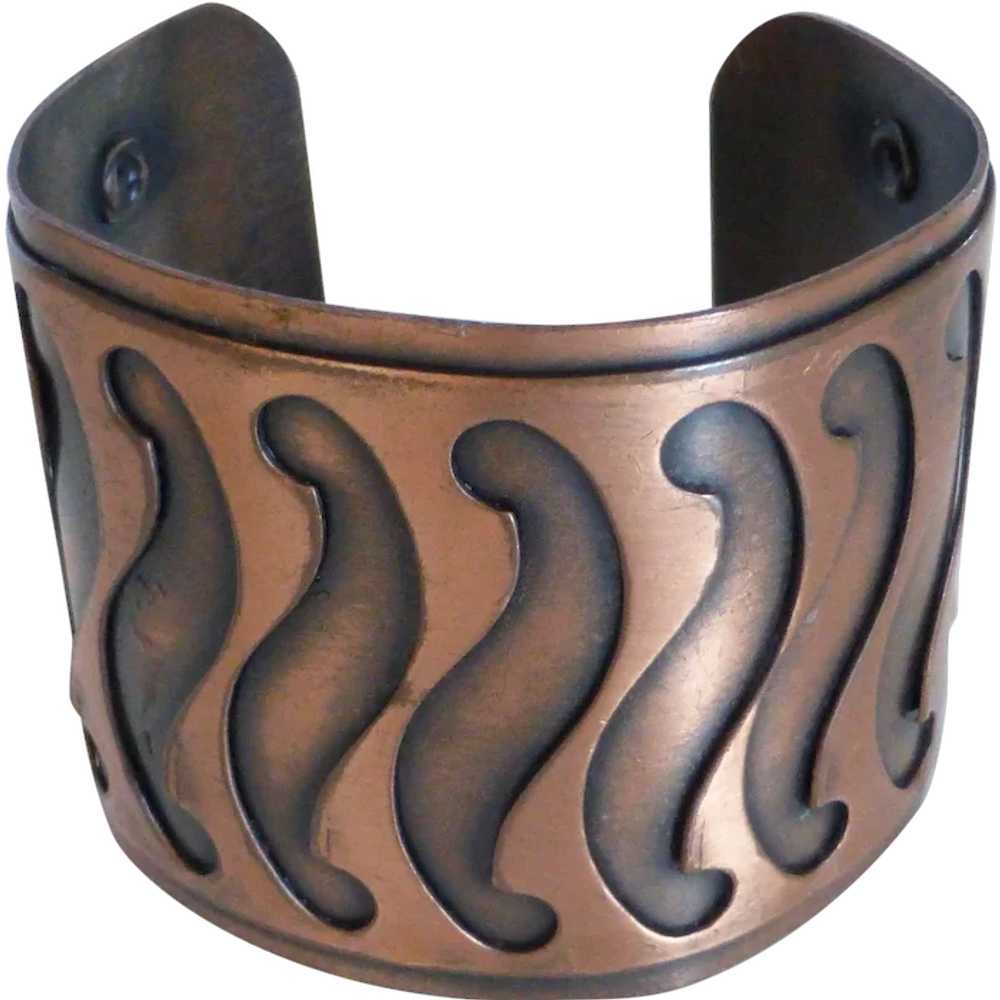 Vintage Wide Copper Cuff Bracelet Modern Design - image 1