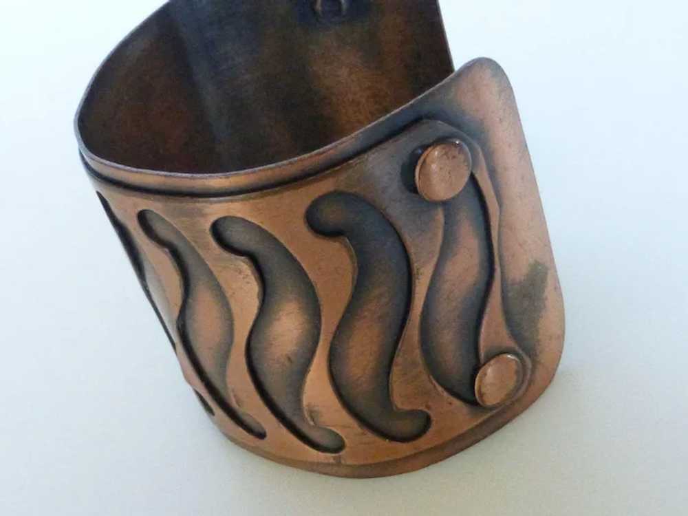 Vintage Wide Copper Cuff Bracelet Modern Design - image 2