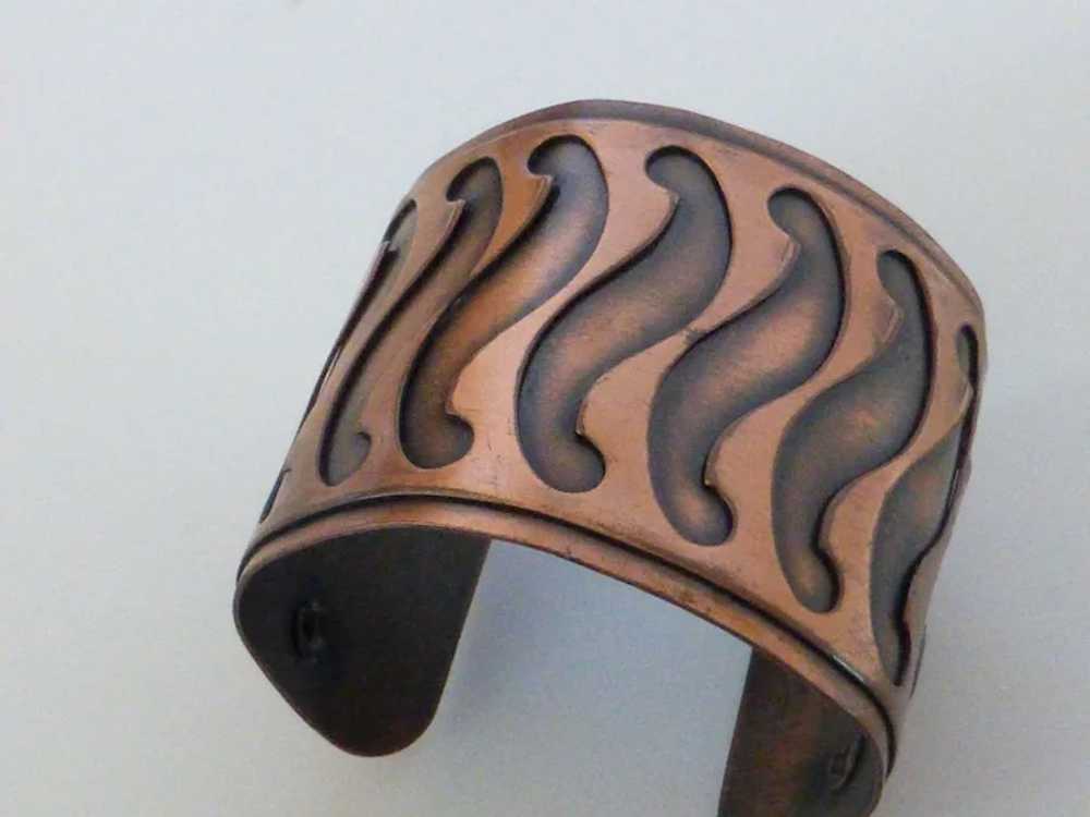 Vintage Wide Copper Cuff Bracelet Modern Design - image 3