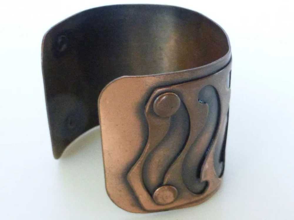 Vintage Wide Copper Cuff Bracelet Modern Design - image 4