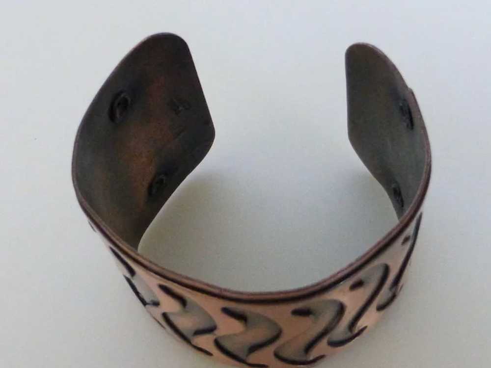 Vintage Wide Copper Cuff Bracelet Modern Design - image 5