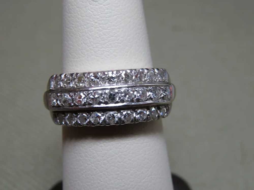 1930's 14k White Gold and Diamond band ring - image 2