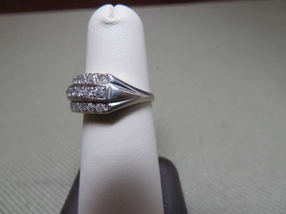 1930's 14k White Gold and Diamond band ring - image 3