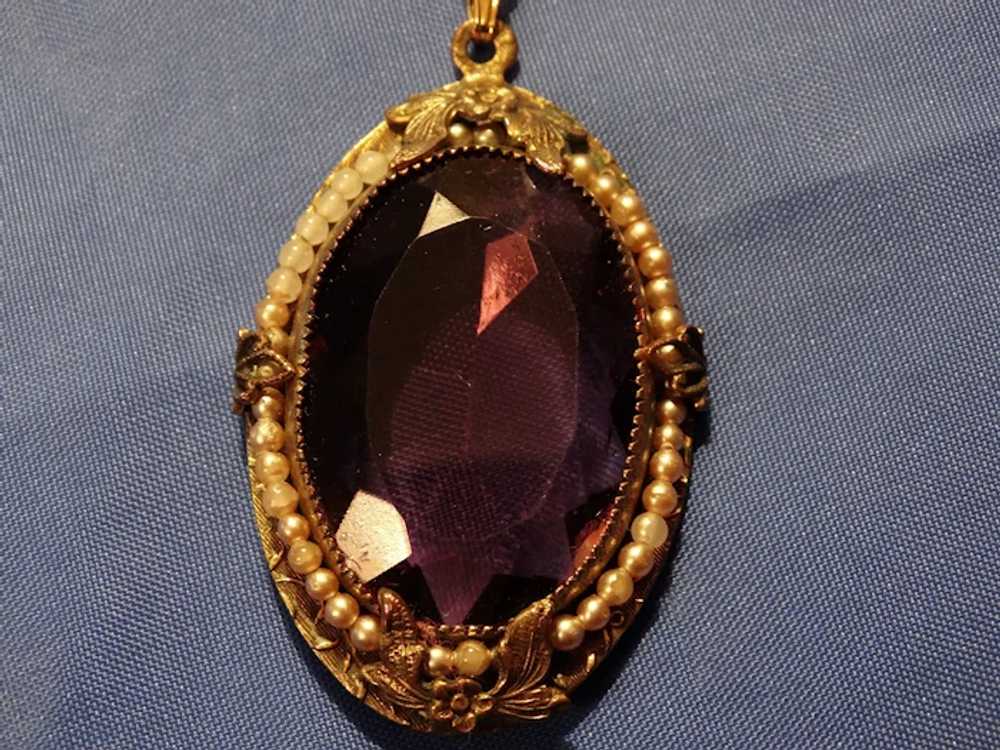 Antique Victorian  Amethyst Paste Pendant Necklace - image 10