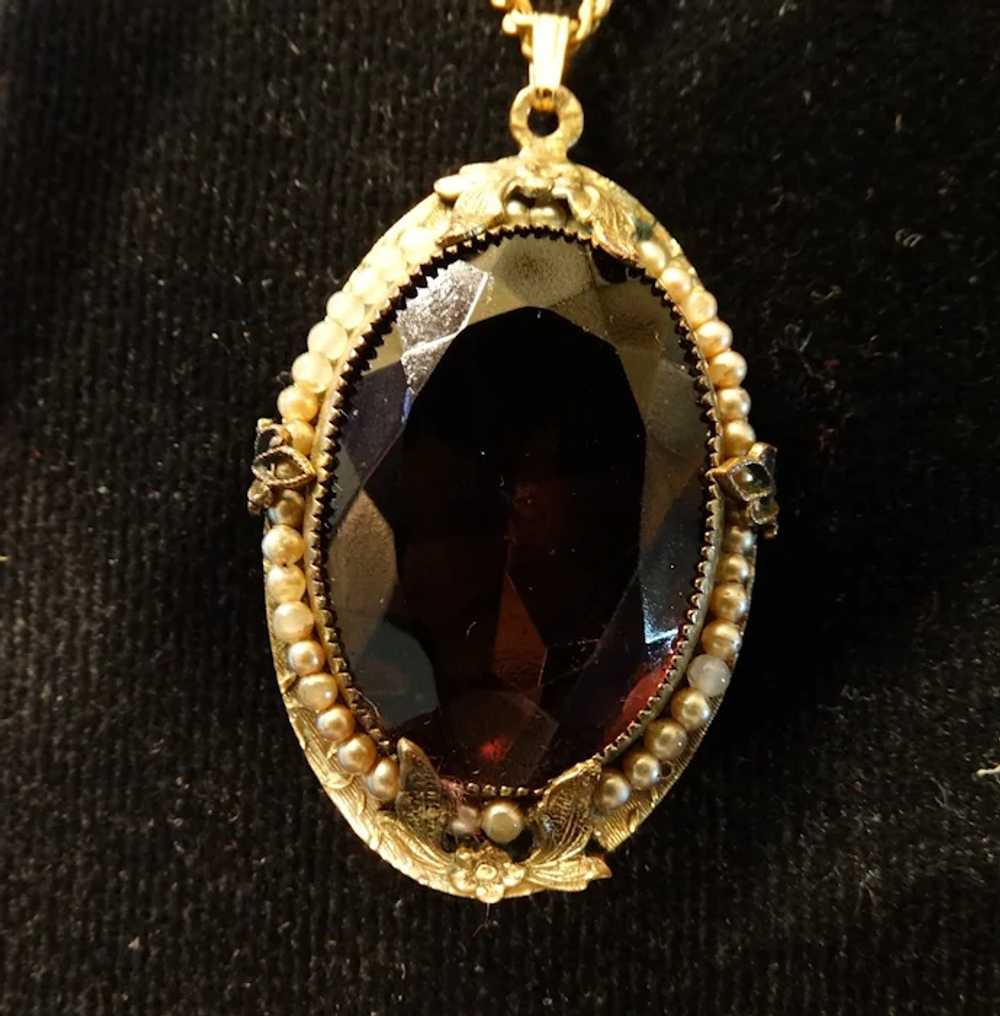 Antique Victorian  Amethyst Paste Pendant Necklace - image 7