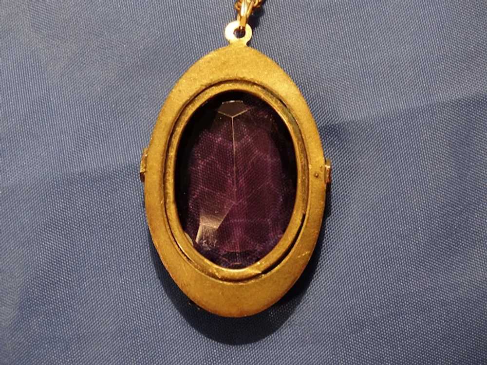 Antique Victorian  Amethyst Paste Pendant Necklace - image 9