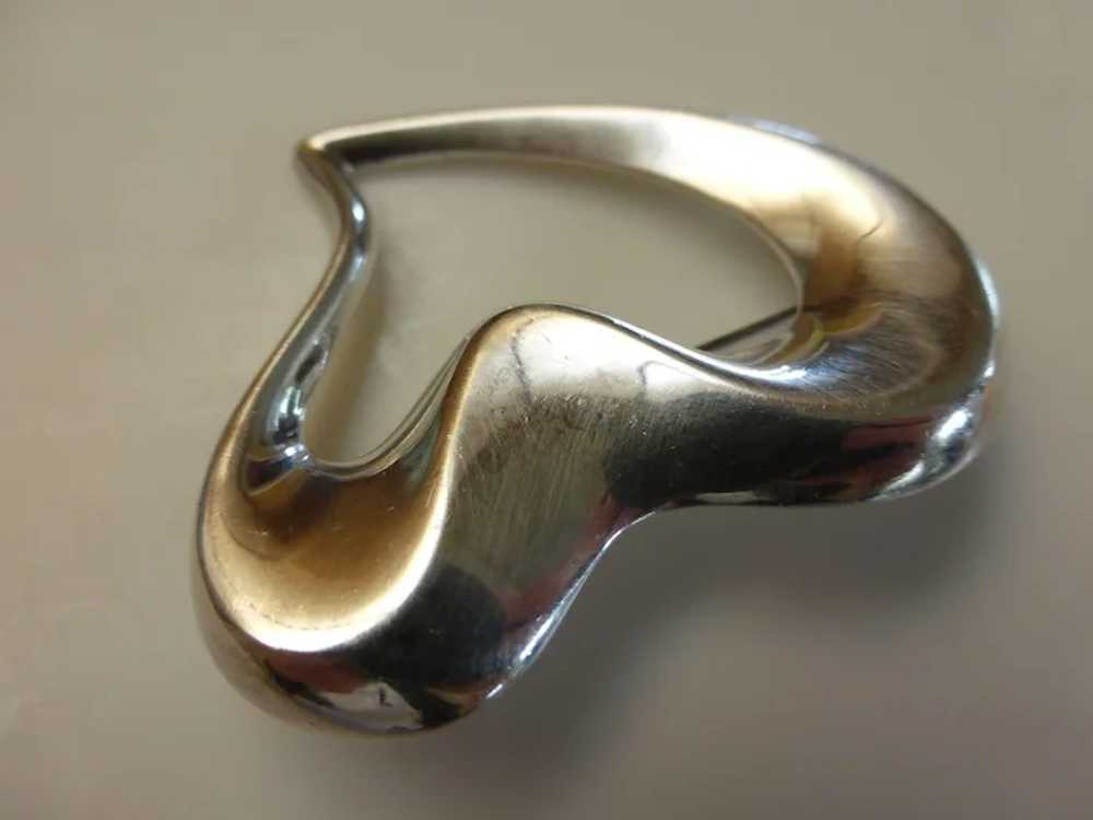 Vintage Sterling Silver Open Heart Pin Brooch - image 4