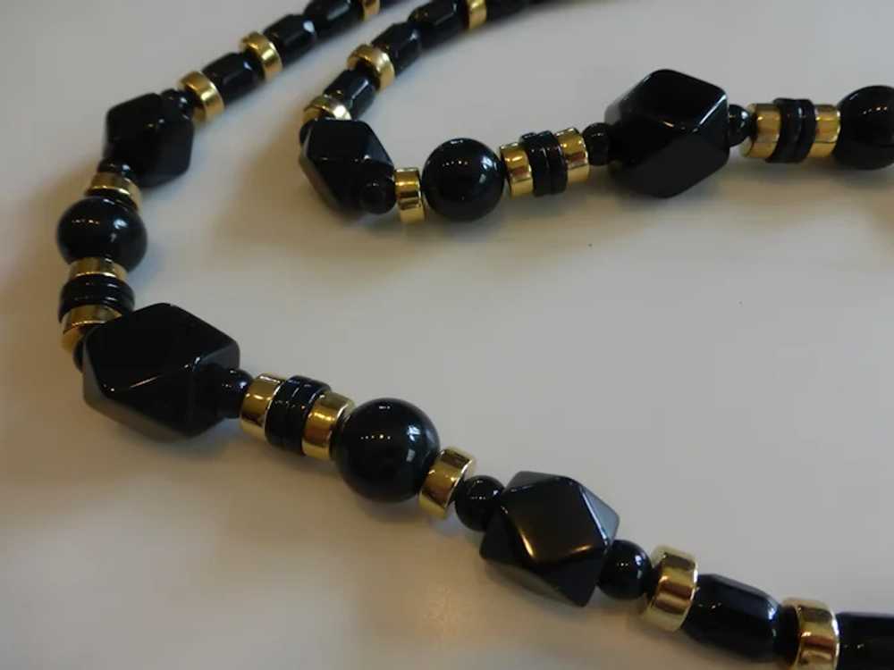 Trifari Chunky Black and Gold Beaded Necklace - image 6