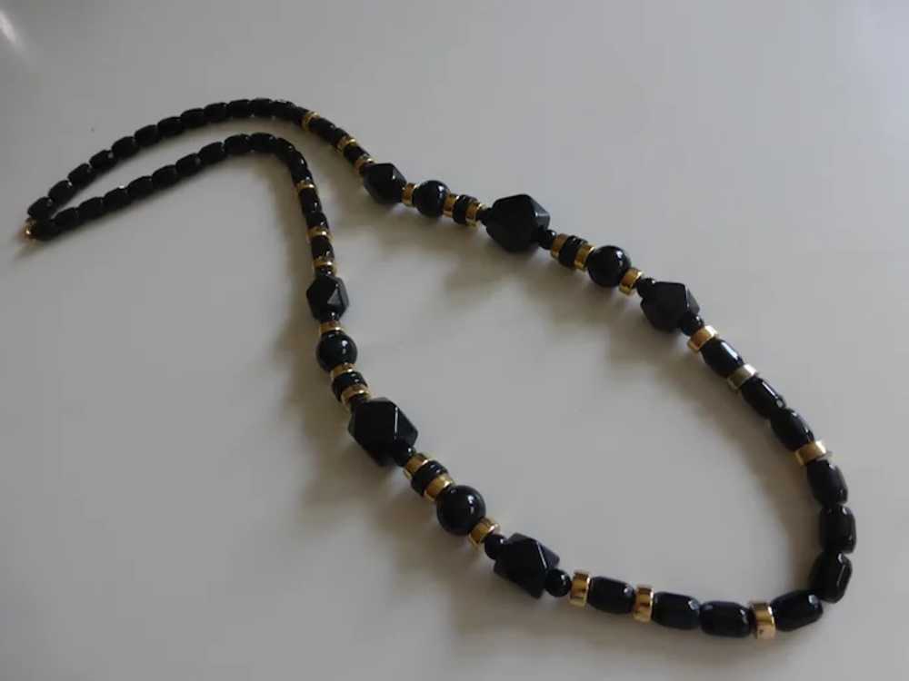 Trifari Chunky Black and Gold Beaded Necklace - image 7