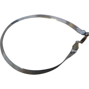 Sterling Silver Herringbone Flat Serpentine Brace… - image 1