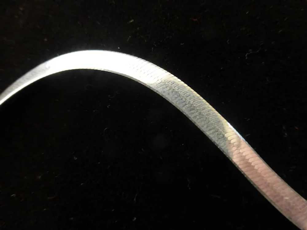 Sterling Silver Herringbone Flat Serpentine Brace… - image 3