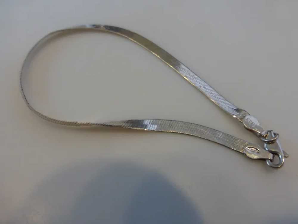 Sterling Silver Herringbone Flat Serpentine Brace… - image 4