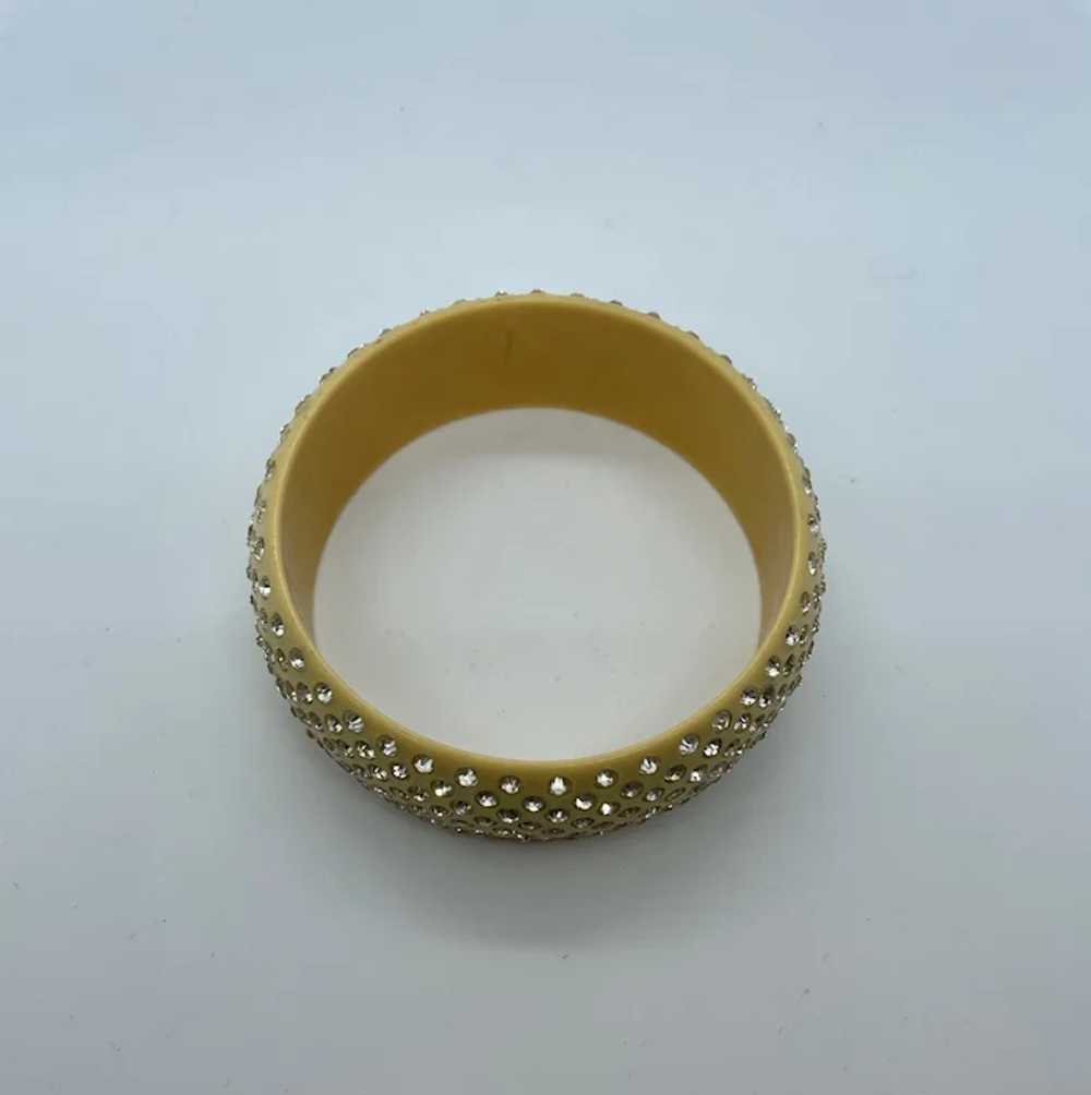 Art Deco Wide Celluloid Rhinestone Bangle Bracelet - image 3