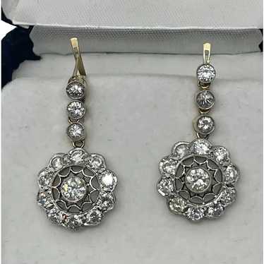 Art Deco Platinum 18k Gold Diamond Earrings