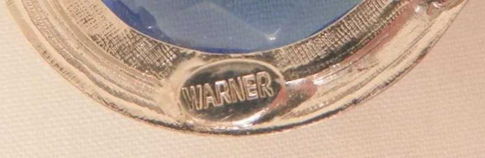 Vintage Warner Cameo reversed carved glass cobalt… - image 4