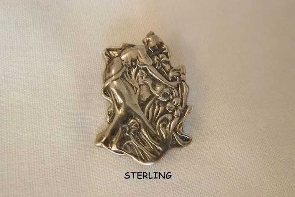 Beautiful Sterling small Art Nouveau style woman … - image 5