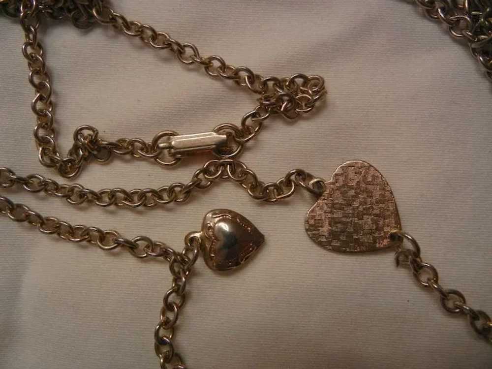 Vintage long multi hearts Necklace - image 2