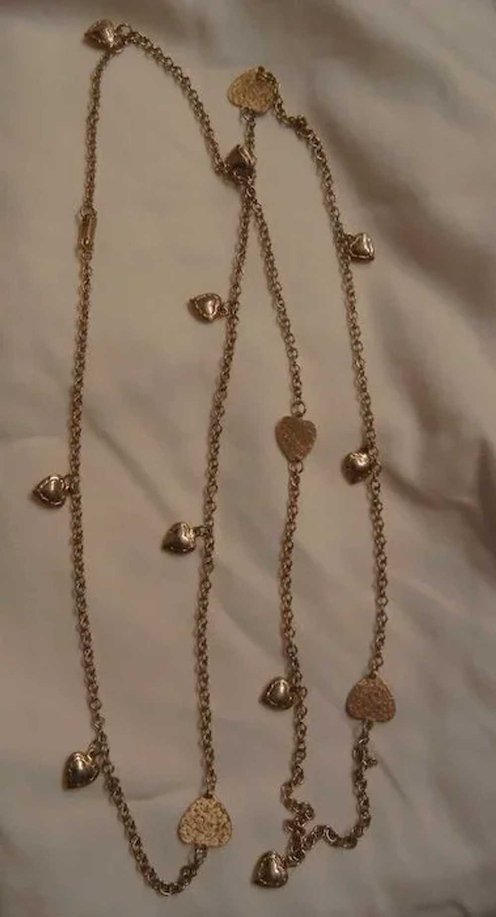 Vintage long multi hearts Necklace - image 3