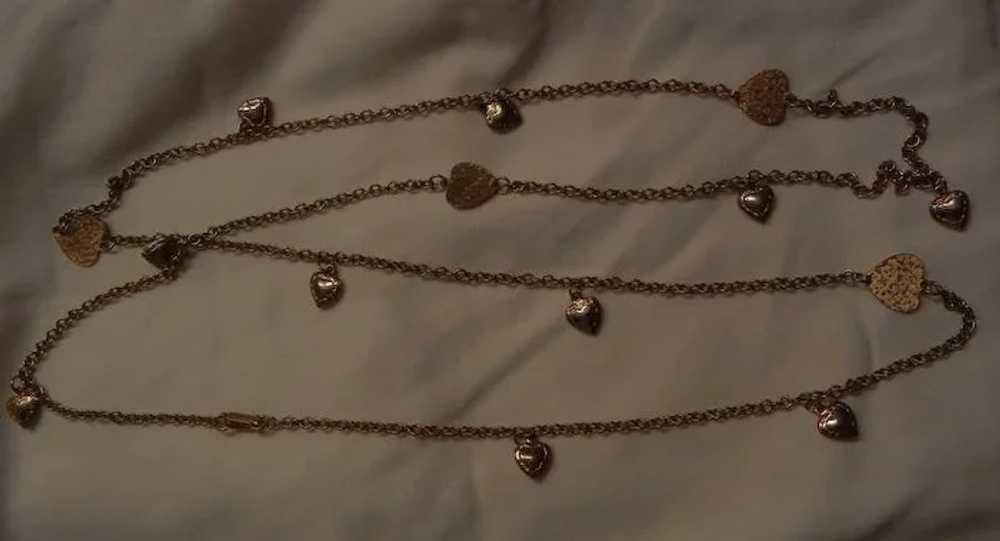 Vintage long multi hearts Necklace - image 4