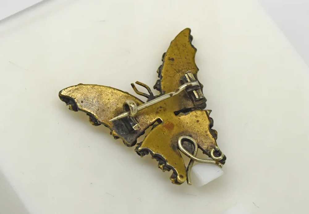 Antique Bohemian Garnet Butterfly Figural brooch … - image 5