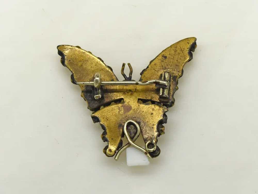 Antique Bohemian Garnet Butterfly Figural brooch … - image 6