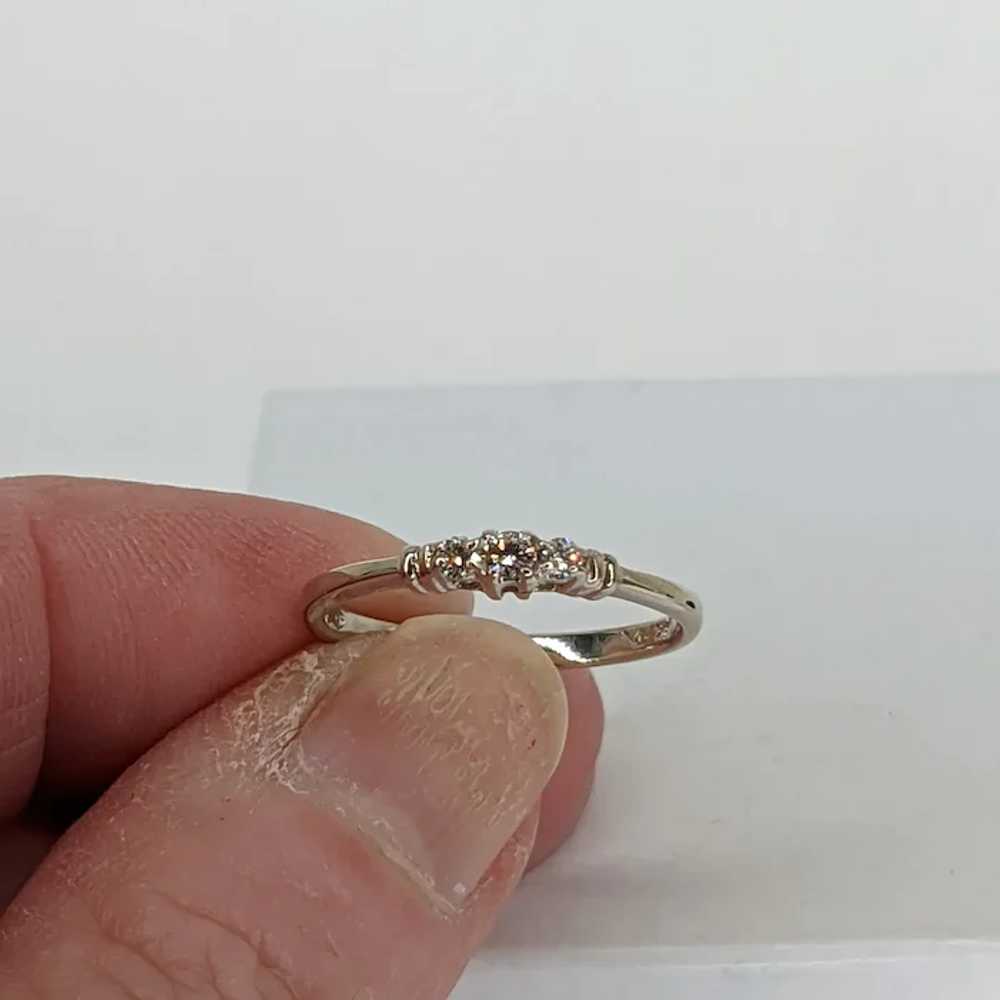 Vintage Dainty 3 Stone Diamond Ring.  14KT White … - image 2