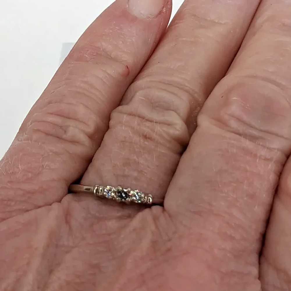 Vintage Dainty 3 Stone Diamond Ring.  14KT White … - image 3