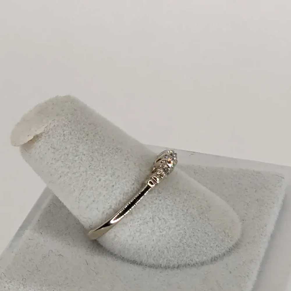 Vintage Dainty 3 Stone Diamond Ring.  14KT White … - image 5