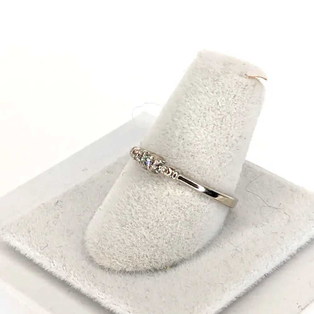 Vintage Dainty 3 Stone Diamond Ring.  14KT White … - image 6