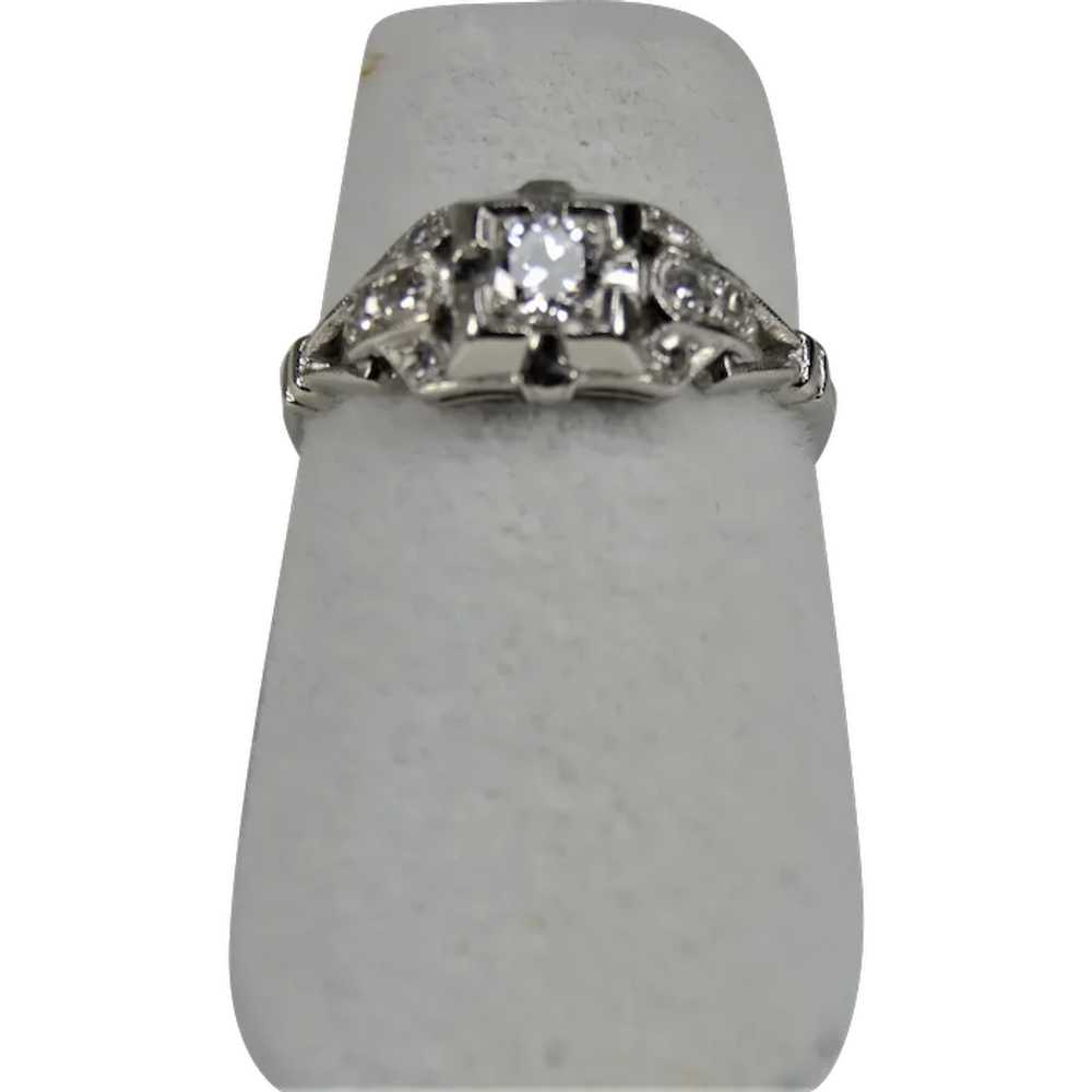 Vintage Platinum Diamond Ring Size 5 3/4 - image 1