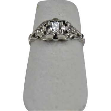 Vintage Platinum Diamond Ring Size 5 3/4 - image 1