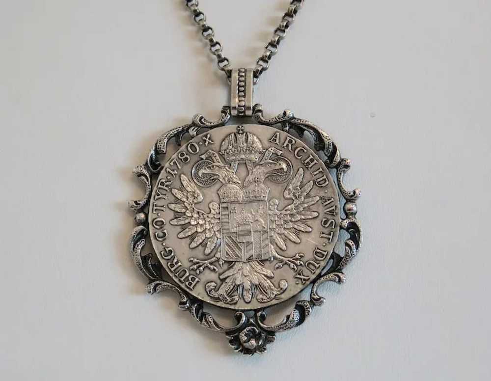 Antique Maria Theresa Thaler with chain, silver, … - image 3