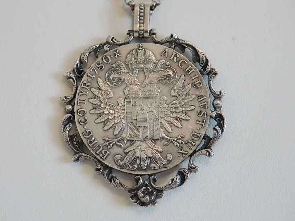 Antique Maria Theresa Thaler with chain, silver, … - image 4