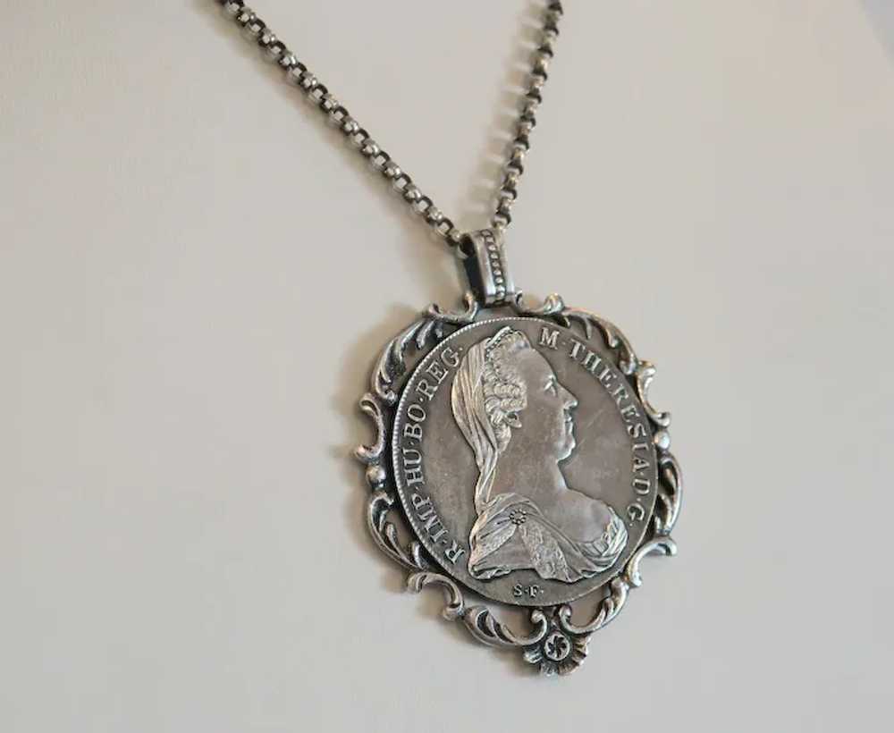 Antique Maria Theresa Thaler with chain, silver, … - image 5