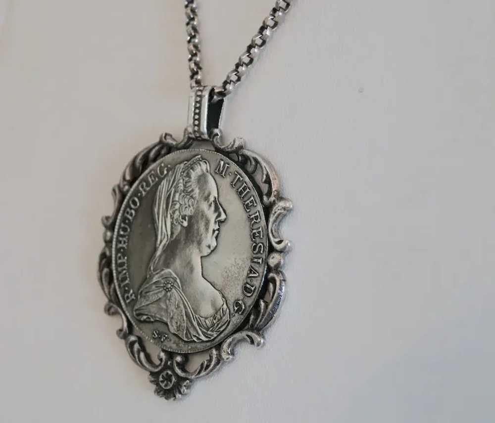 Antique Maria Theresa Thaler with chain, silver, … - image 6