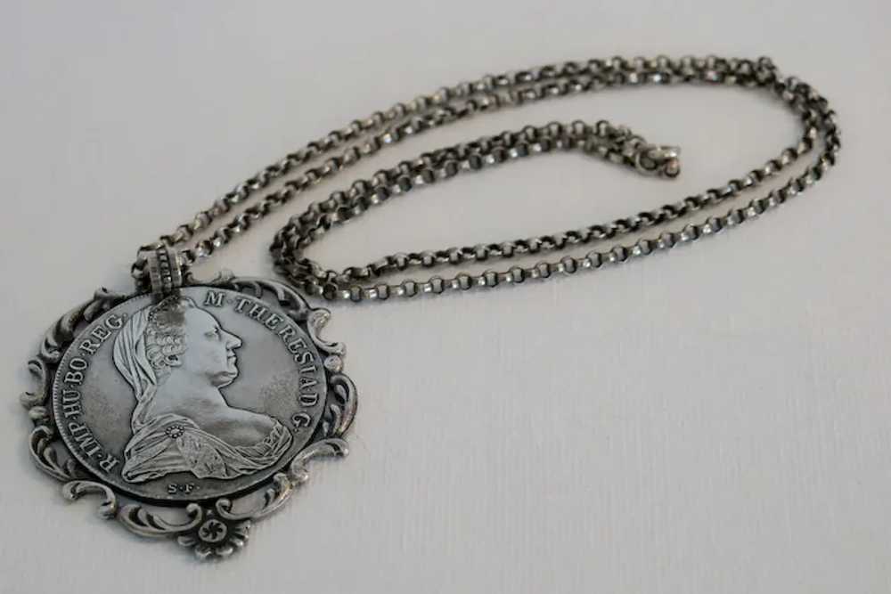 Antique Maria Theresa Thaler with chain, silver, … - image 8