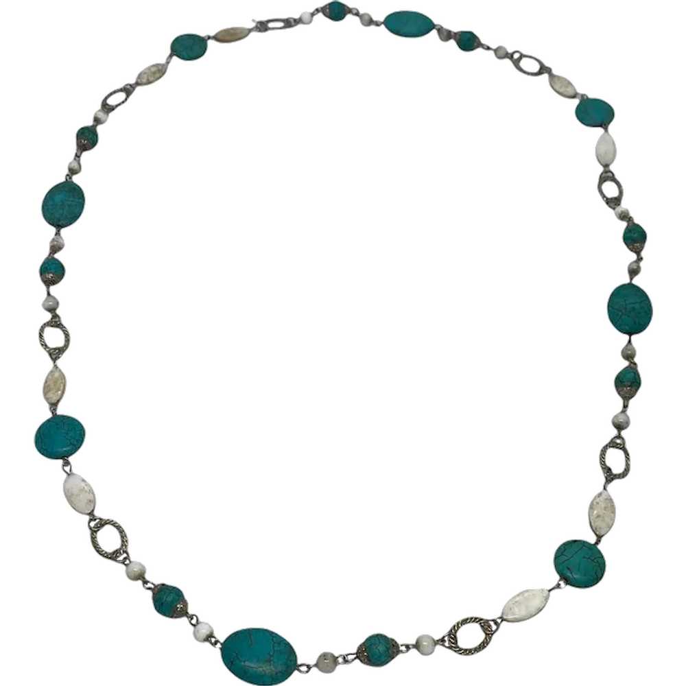 Estate Costume 34” Turquoise Colored Howlite Ston… - image 1