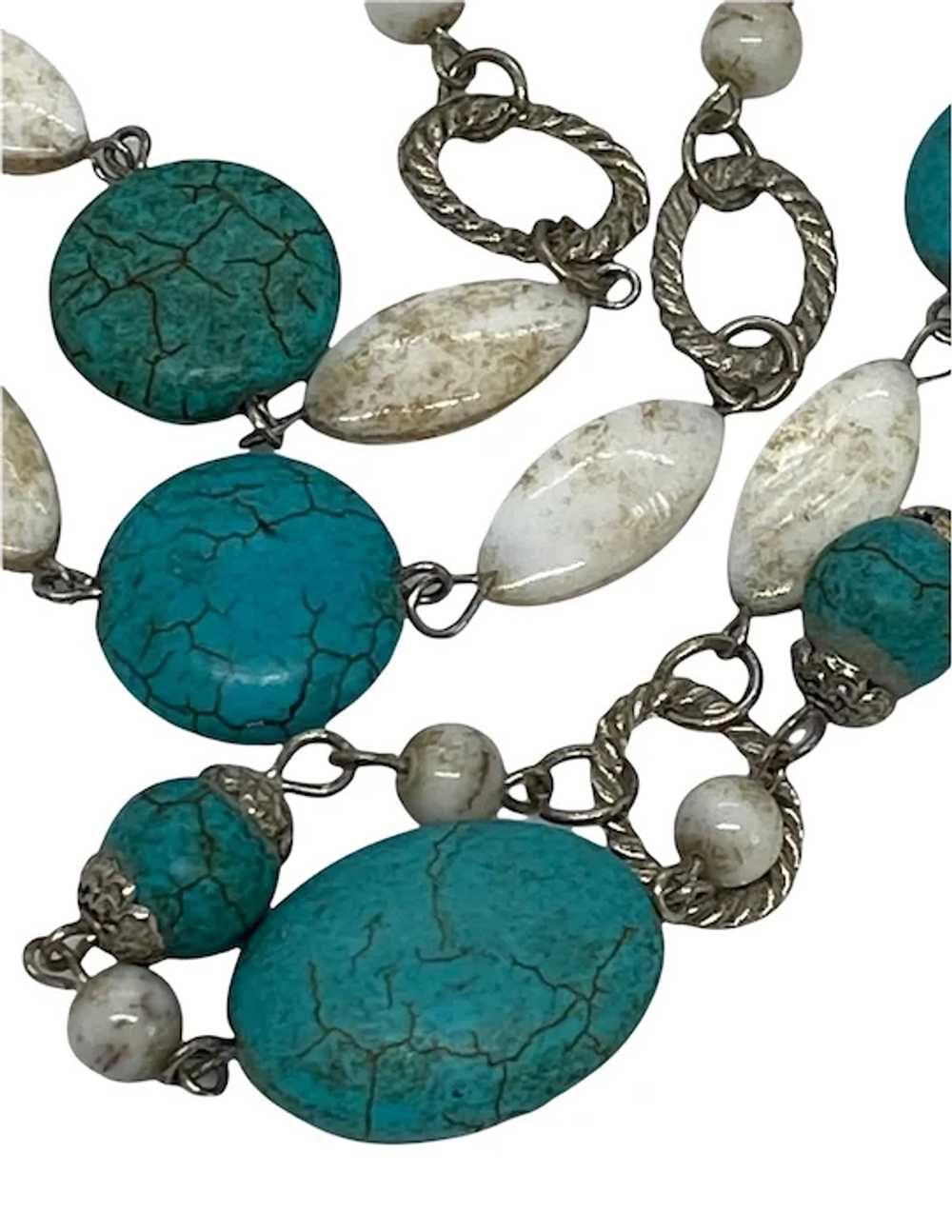 Estate Costume 34” Turquoise Colored Howlite Ston… - image 3