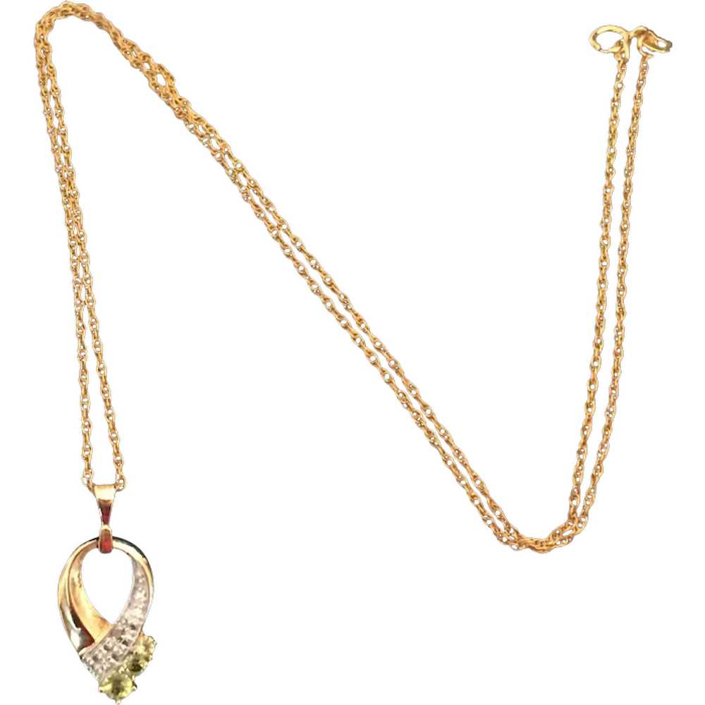 Ribbon Shaped PAJ 925 Peridot Pendant and Chain - image 1