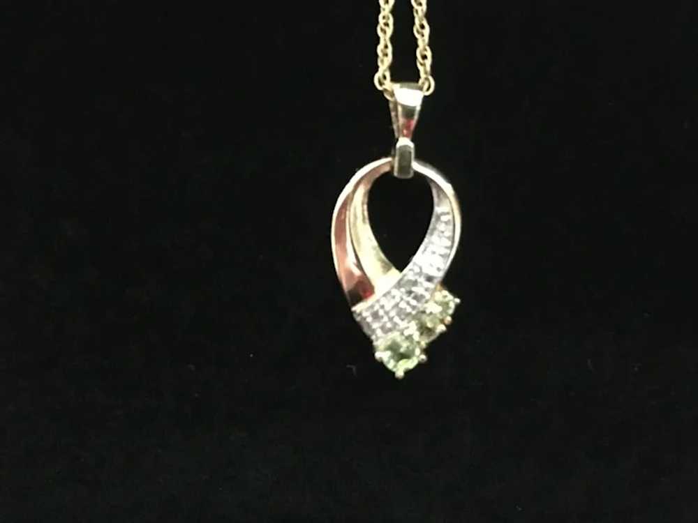 Ribbon Shaped PAJ 925 Peridot Pendant and Chain - image 2