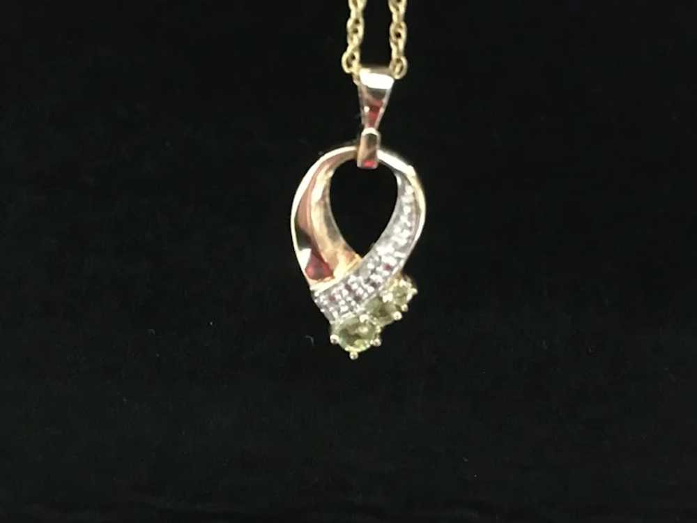 Ribbon Shaped PAJ 925 Peridot Pendant and Chain - image 3