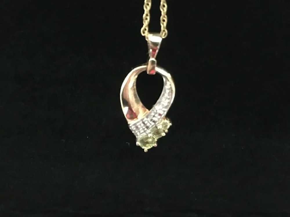 Ribbon Shaped PAJ 925 Peridot Pendant and Chain - image 4