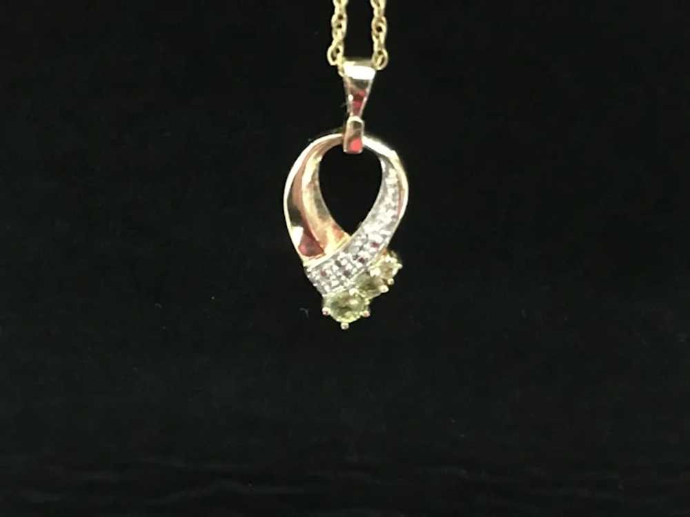 Ribbon Shaped PAJ 925 Peridot Pendant and Chain - image 5