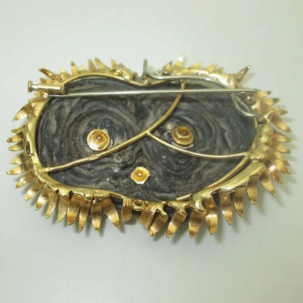 Rare Vintage 18K Druzy Owl Brooch Grima Style - image 3