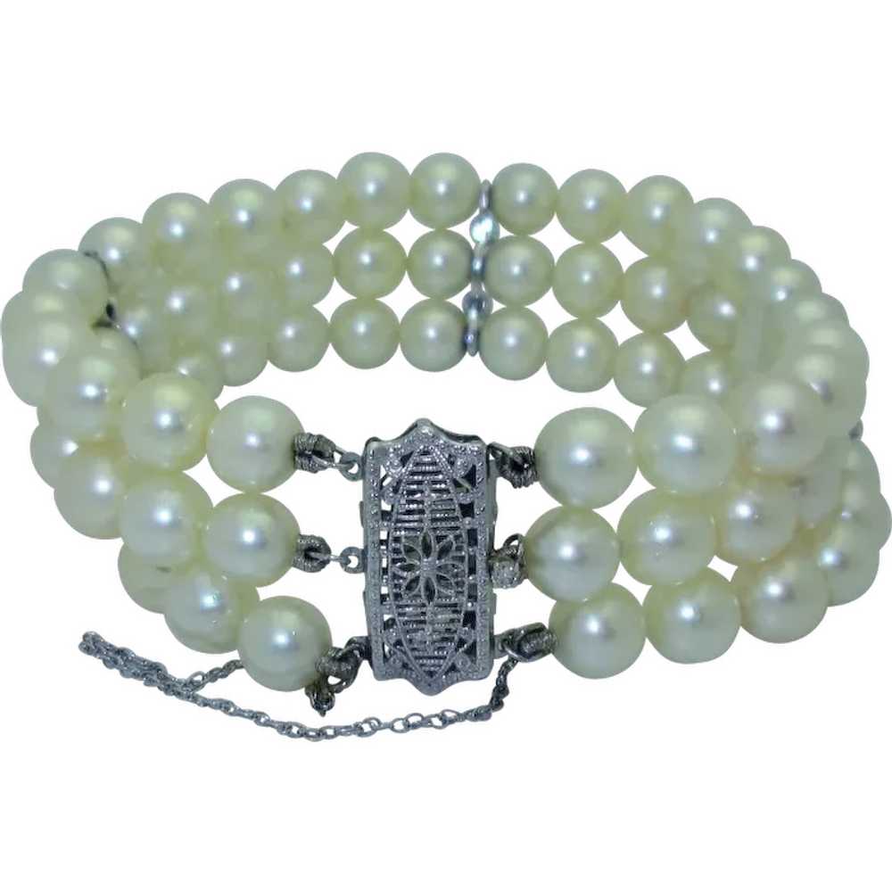 Classic 14K Cultured Pearl Bracelet - image 1