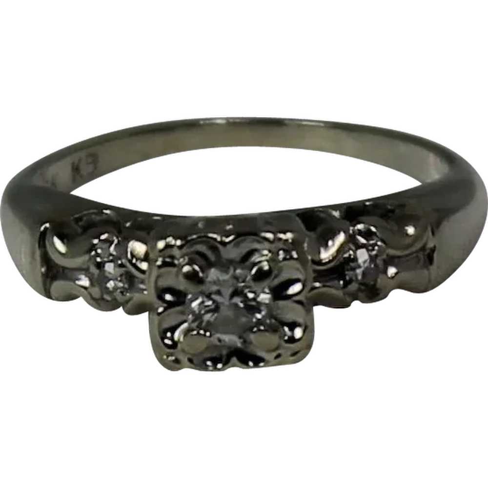 Vintage Diamond Ring, 14kt WG - image 1