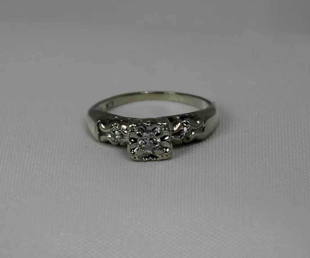 Vintage Diamond Ring, 14kt WG - image 2