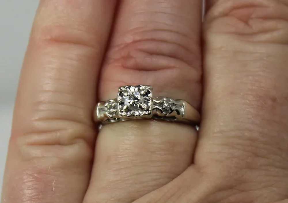 Vintage Diamond Ring, 14kt WG - image 5