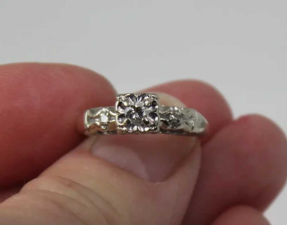 Vintage Diamond Ring, 14kt WG - image 6