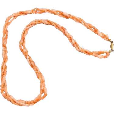 Vintage Triple Strand Angel Skin Coral Necklace - image 1
